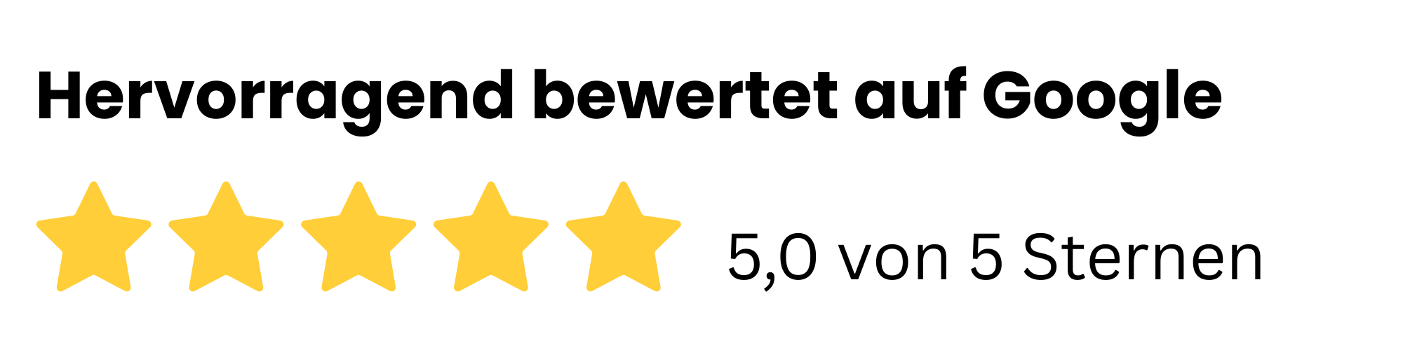 Hervorragend bewertet: 5 von 5 Sternen bei Google